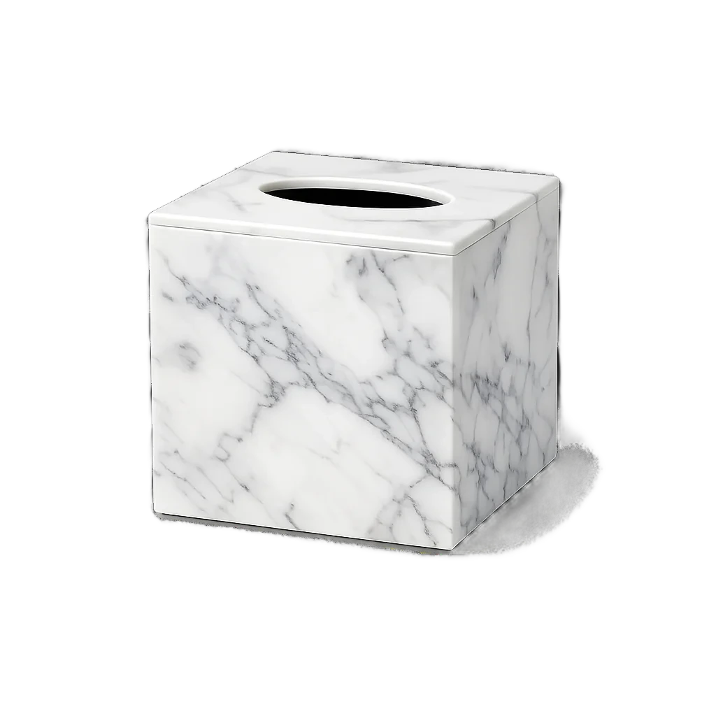 Marble tissue box with natural veining