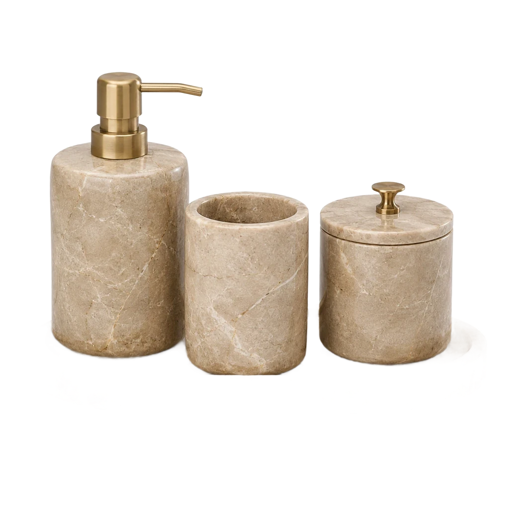 Carrara Marble Bathroom Accessory Set