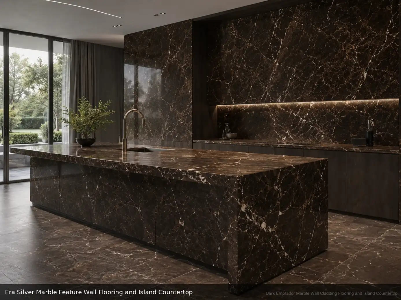 soft ash grey texture across a feature wall, flooring and an island countertop, with realistic finishes and soft daylight.
