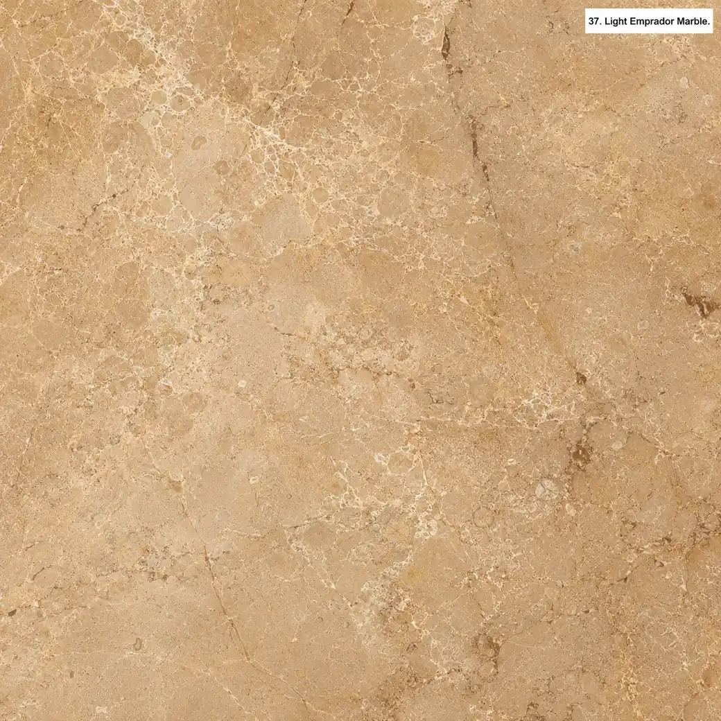 Light Emprador Marble with warm beige brown stone, ivory lace veins, honey clouds and a rich deep polished natural finish.