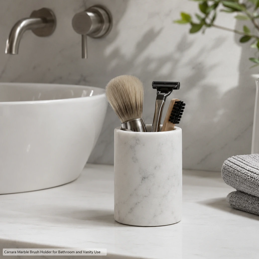 This 25 × 15 cm Carrara tray works well as a vanity organizer for perfume and jewellery, an entryway catchall for keys, or a decorative surface for candles and small objects. It can also be used for serving only when the stone finish, metal detailing and any protective treatment are specifically suitable for food contact; decorative construction should not automatically be assumed food-safe.