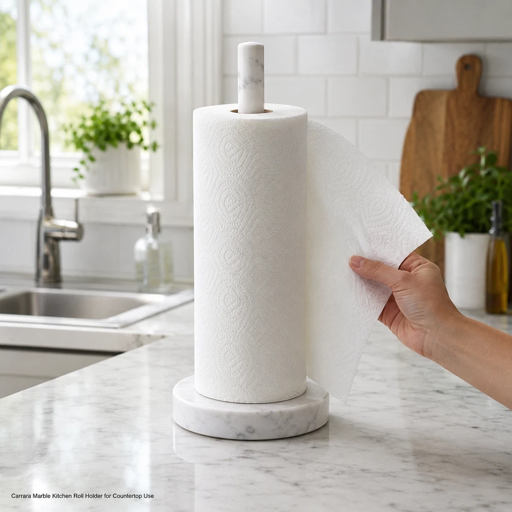 The cutout in a 42 × 42 × 85 cm marble pedestal basin can provide practical access to plumbing, a place to pass or store a hand towel, or an open shelf zone for small bathroom items. Its size and location should therefore be coordinated with pipes, waste fittings and intended storage before fabrication instead of treating the opening as a purely visual void that may later conflict with services.